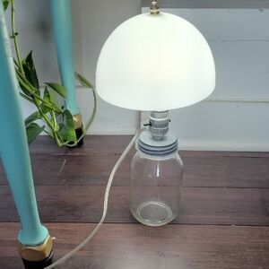 Vintage Glass Mason Jar Table Lamp With Shade